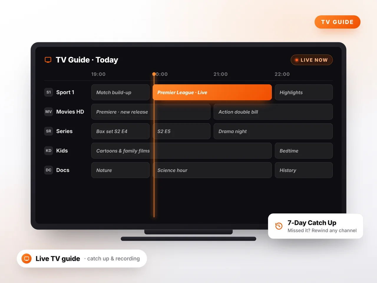 IPTV UK TV guide with catch up on a Smart TV